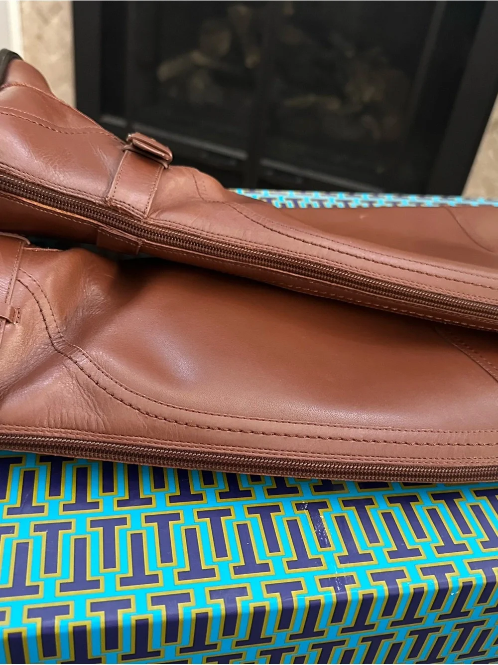 Tory Burch Chestnut Brown Leather with Gold Logo